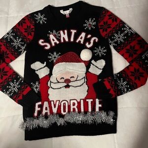 No Boundaries Black and Red Santa's Favorite Sweater